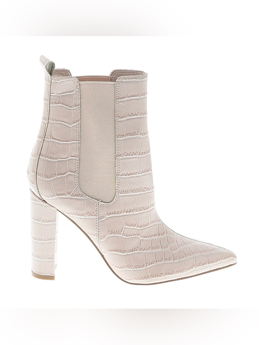 Marc Fisher Pale Pink Croc-Embossed Pointed Chelsea Ankle Boot